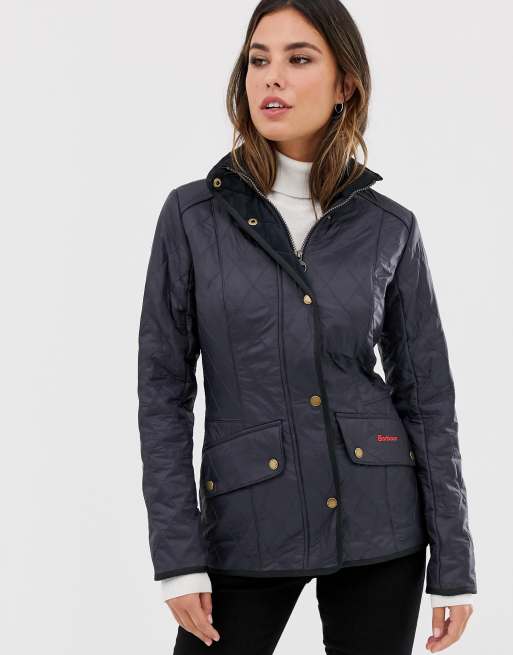 Barbour – Cavalry Polarquilt – Jacke mit Cord-Kragen in Marineblau | ASOS