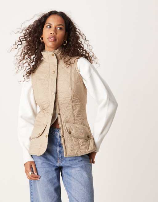 Barbour Cavalry Quilted Gilet in light fawn