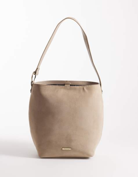 Barbour Cedar large suede bucket bag in sand - view 1
