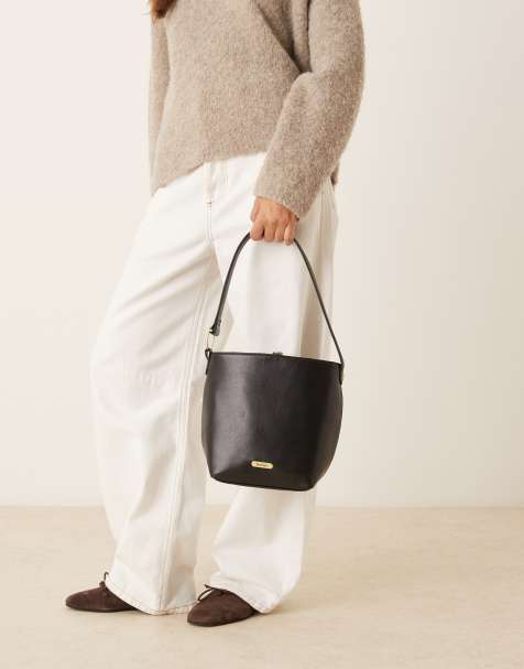 Barbour Cedar leather bucket bag in black - view 1