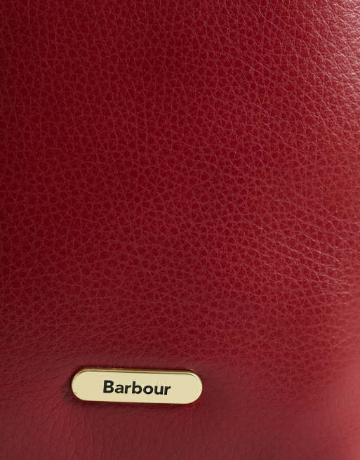 Barbour Cedar mini leather bucket bag in red, 7 of 7