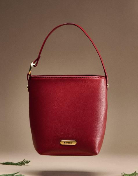 Barbour Cedar Mini-Ledertasche in Rot - view 1