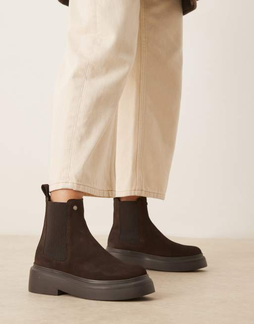 Barbour Celina chelsea boots in espresso suede ASOS