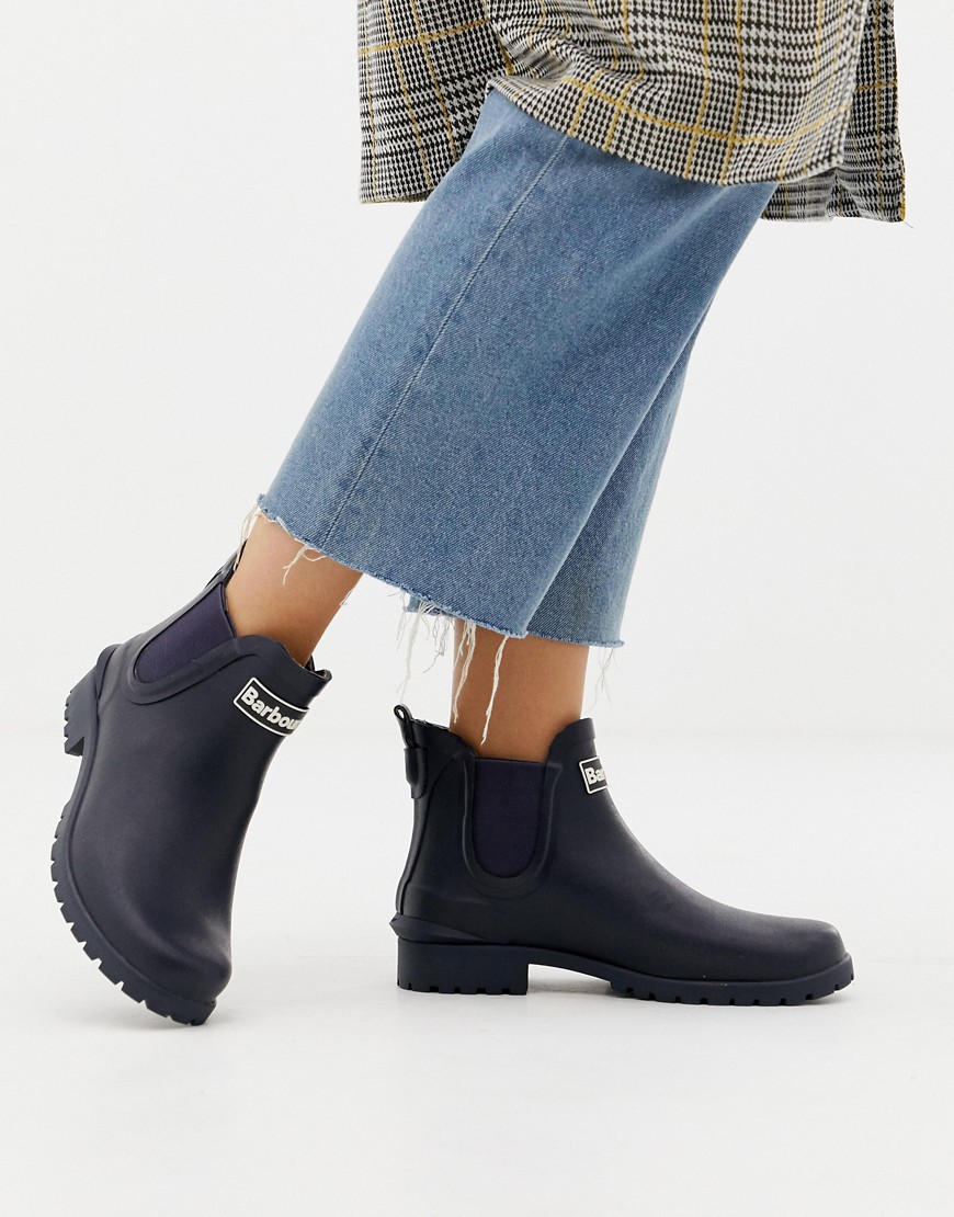 Barbour Chelsea welly boot with logo detail-Navy