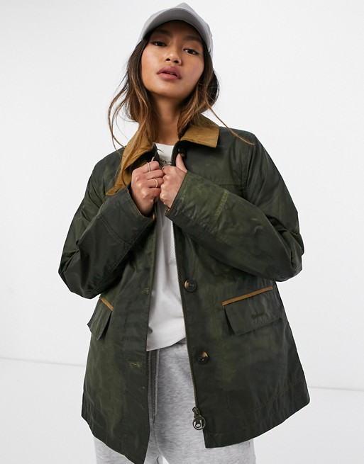 Barbour Christie wax jacket in olive
