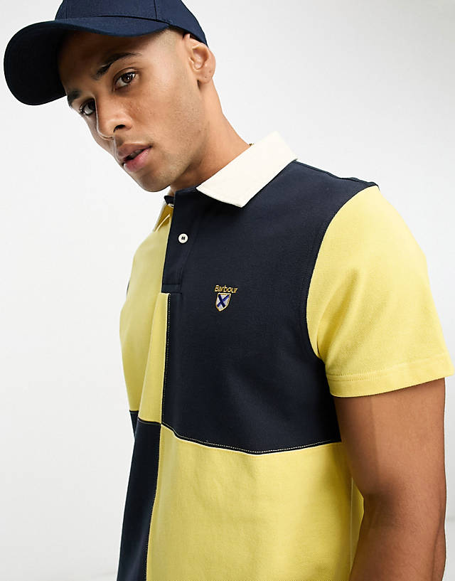 Barbour - clarendon polo shirt in navy and yellow