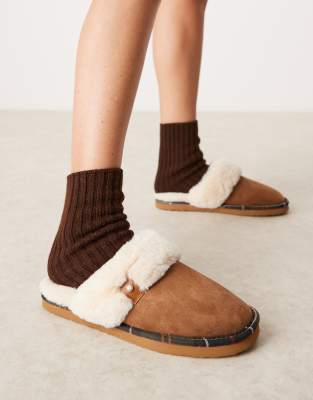 Barbour Claudia mule slippers in camel