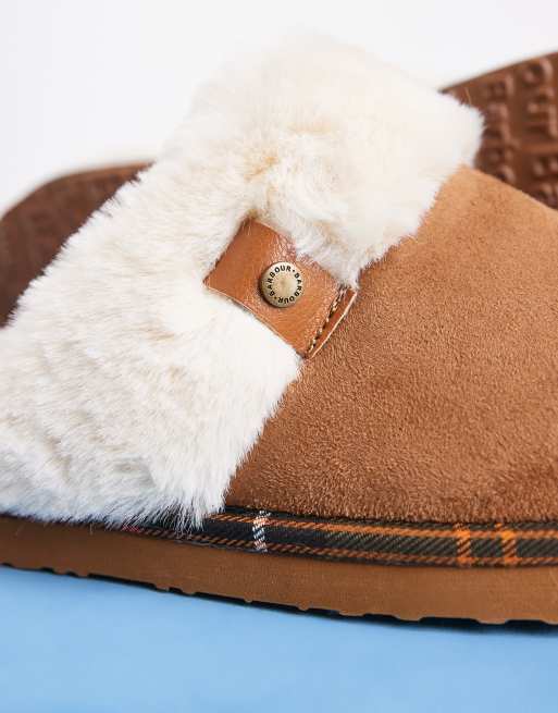 Barbour Claudia mule slippers in camel, 3 of 4