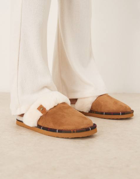 Barbour Claudia mule slippers in camel - view 1