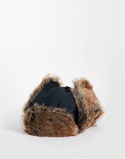 Barbour Cleadon faux fur quilted trapper hat in black, 3 of 3
