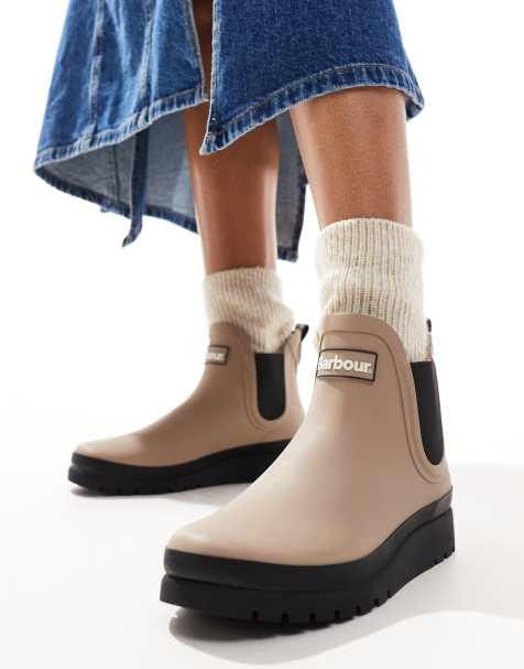 Barbour Clifton wedge chelsea welly in light trench/black - view 1