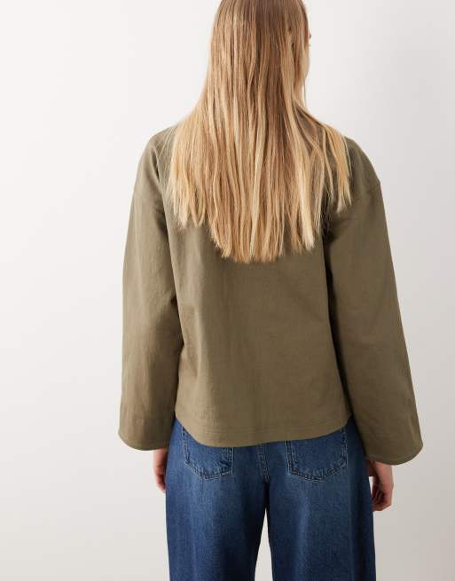 Barbour Cloverdale contrast pocket/collar jacket in khaki , 4 of 4