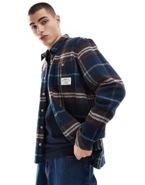Barbour Coldfall relaxed fit checked shirt in navy - view 1