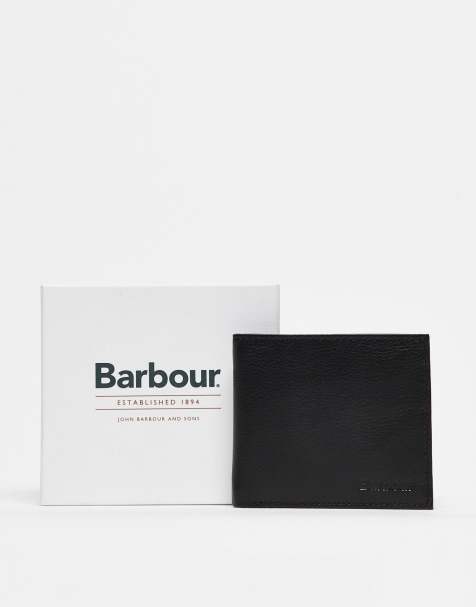 Barbour Colwell leather billfold wallet in black/classic - view 1