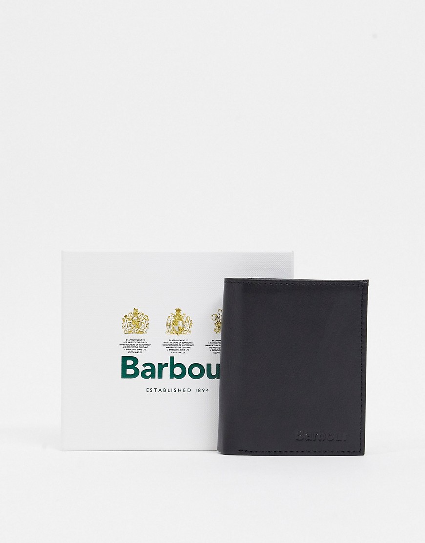 Barbour - Colwell - Leren portemonnee met schotse ruit-voering in zwart