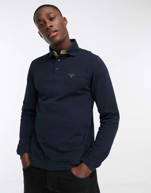 Barbour Conforth long sleeve polo shirt in navy | ASOS