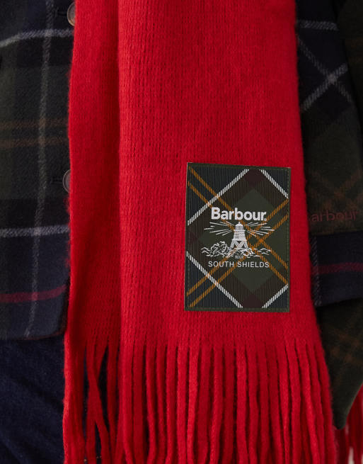 Barbour Connie knit logo scarf in red, 2 of 3
