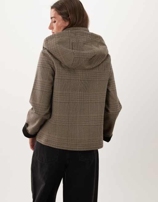 Barbour Connie showerproof hooded tartan check jacket in beige, 4 of 4