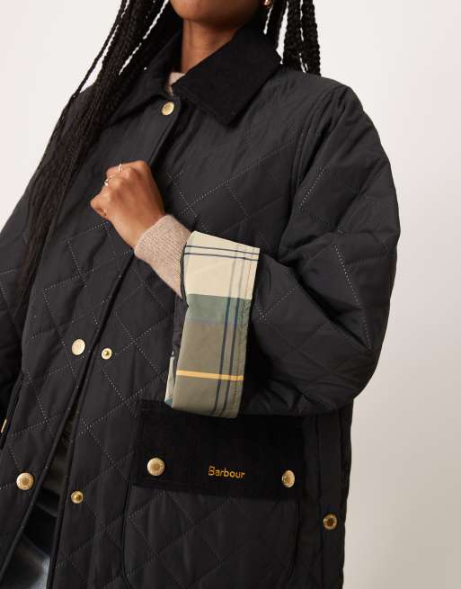 Barbour corine quilted jacket in black/ancient tartan, 3 of 4