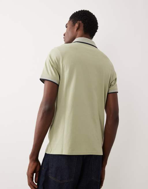 Barbour Cornsay short sleeve tipped jersey logo polo shirt in light green, 3 of 5