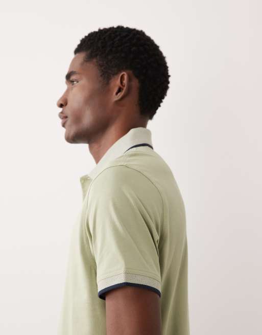 Barbour Cornsay short sleeve tipped jersey logo polo shirt in light green, 4 of 5