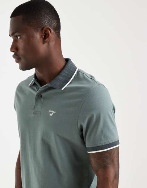 Barbour Cornsay short sleeve tipped polo shirt in teal - view 1