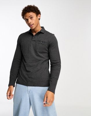 Barbour Corpatch long sleeve polo shirt in charcoal-Grey