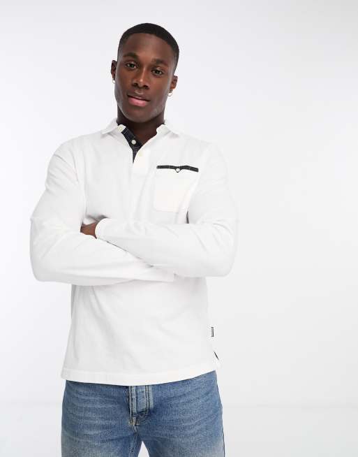 Long sleeve polo with pocket outlet mens