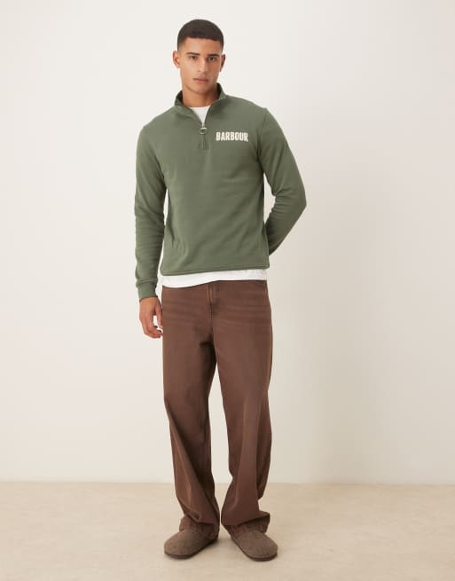 Barbour Cotes half zip sweatshirt in thyme - DGREEN, 2 of 5