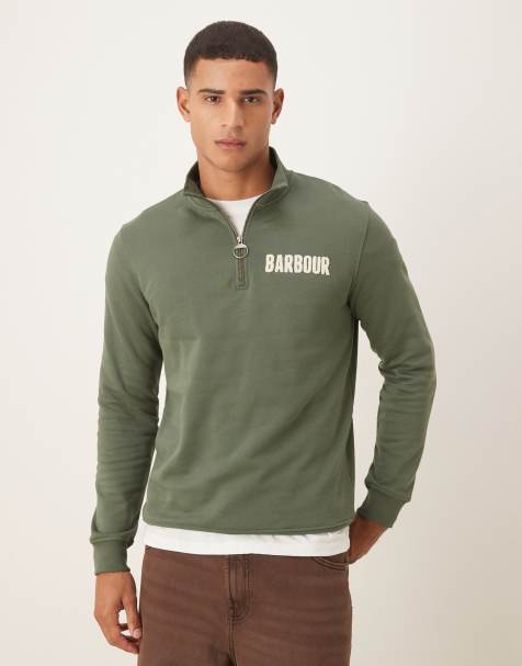 Barbour cotes half zip sweatshirt in thyme - view 1