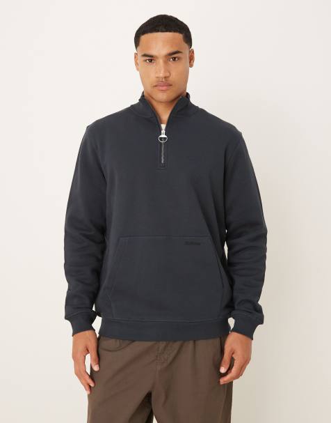 Barbour Cragwell relaxed half zip sweat in dark navy - NAVY - view 1