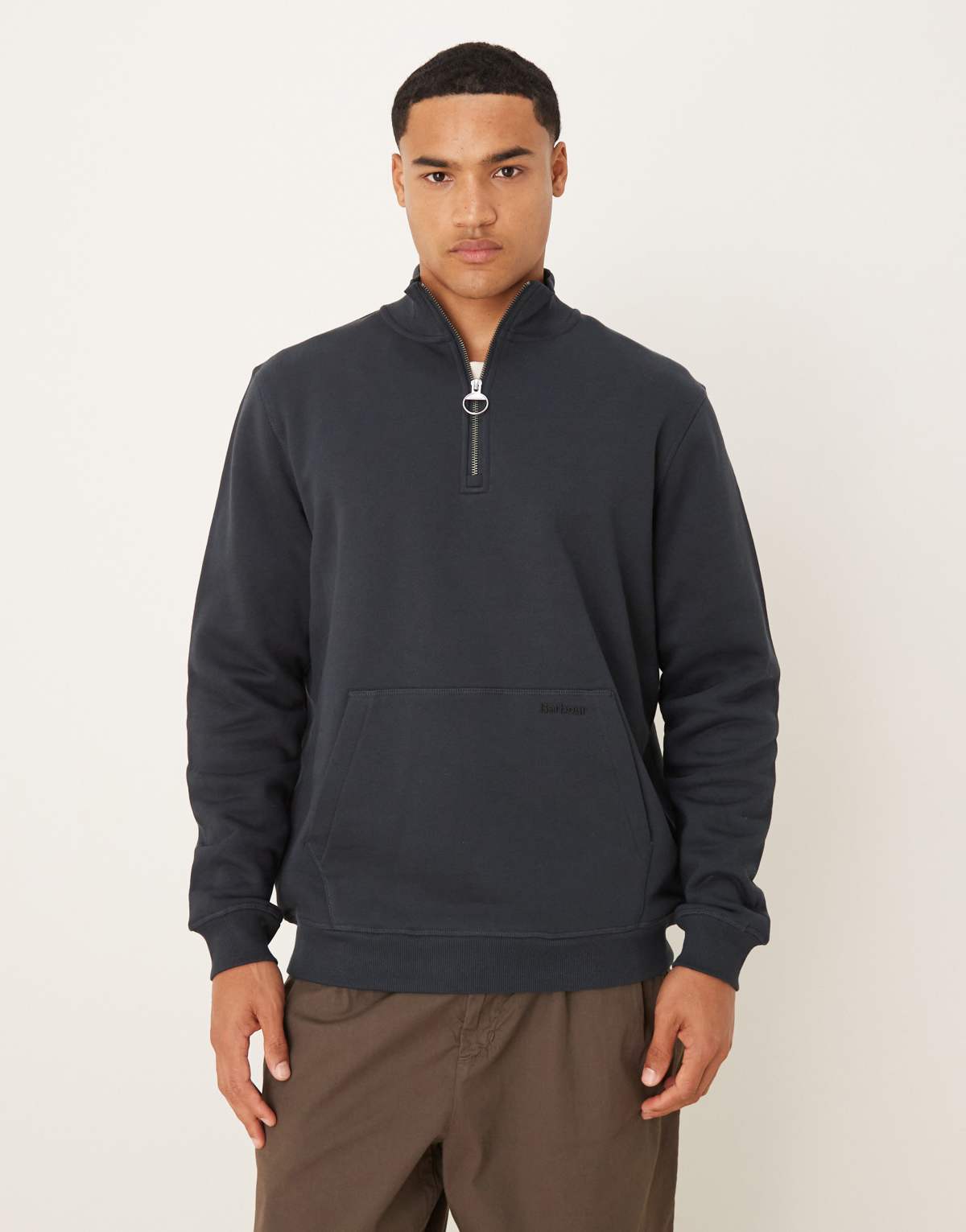 Barbour Cragwell relaxed half zip sweat in dark navy - NAVY