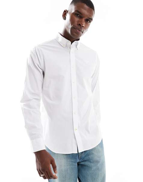 Barbour crest poplin tailored long-sleeved shirt in white - view 1