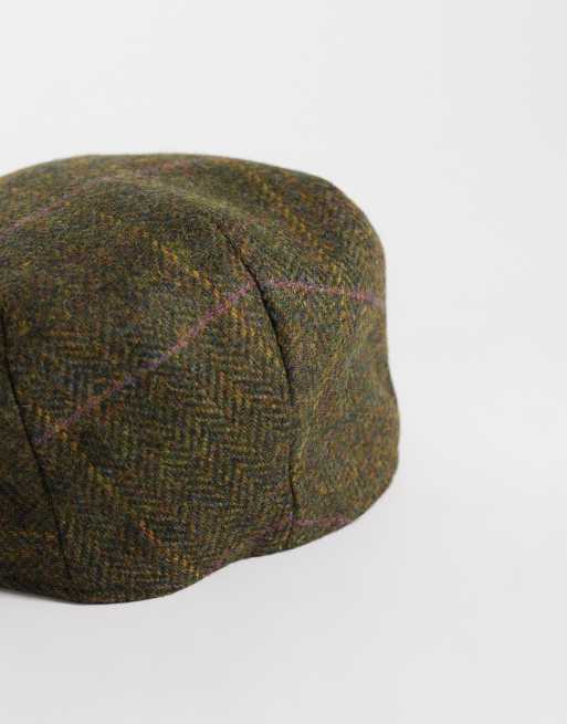 Barbour Crieff wool tartan check flat cap in brown, 3 of 3