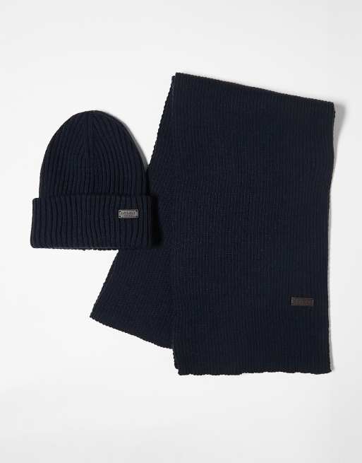 Barbour - Crimdon - Set regalo con berretto e sciarpa blu navy
