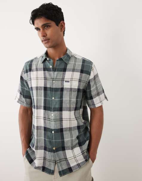 Barbour Croft short sleeve tartan summer shirt in green - view 1