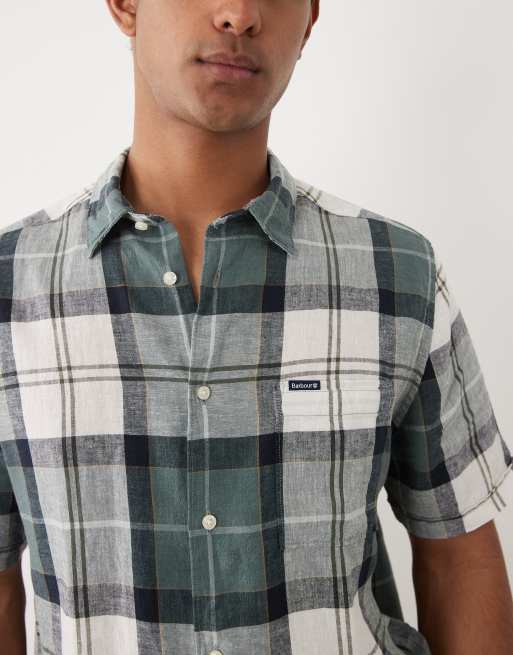 Barbour Croft short sleeve tartan summer shirt in green , 4 of 5