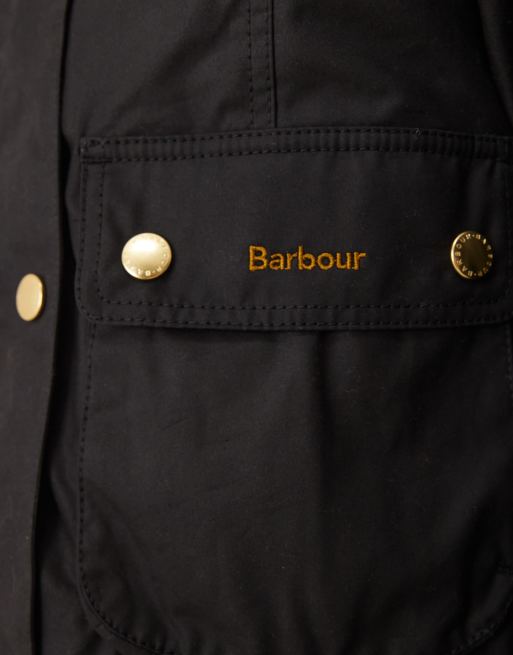 Barbour Cropped Beadnell wax jacket in black/classic , 3 of 4