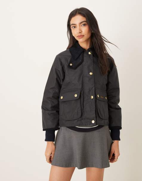 Barbour Cropped Beadnell wax jacket in navy/classic - view 1