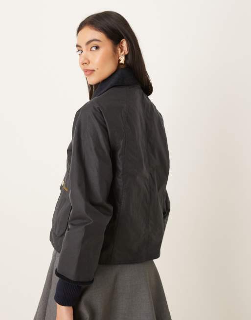 Barbour Cropped Beadnell wax jacket in navy/classic , 3 of 4