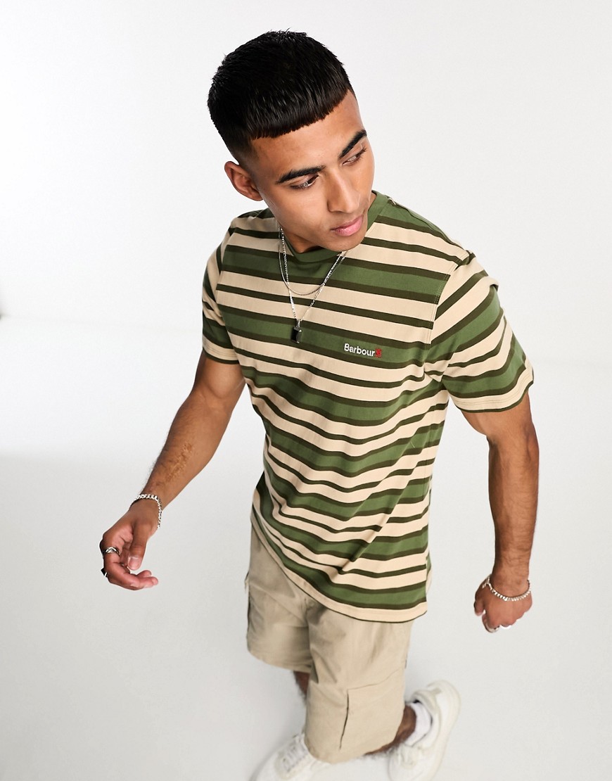 Barbour Crundale t-shirt in green and white stripe