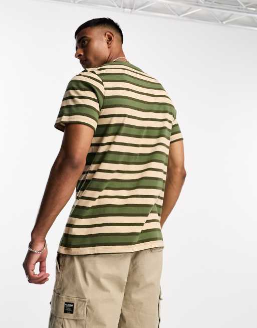 Barbour Crundale t-shirt in green and white stripe | ASOS