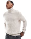 [Barbour] Barbour Daleside roll neck knitted jumper-White Chest 40 Chalk marl