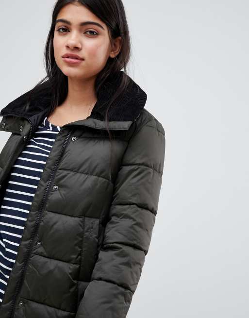 Barbour darcy longline quilted padded jacket with cord collar