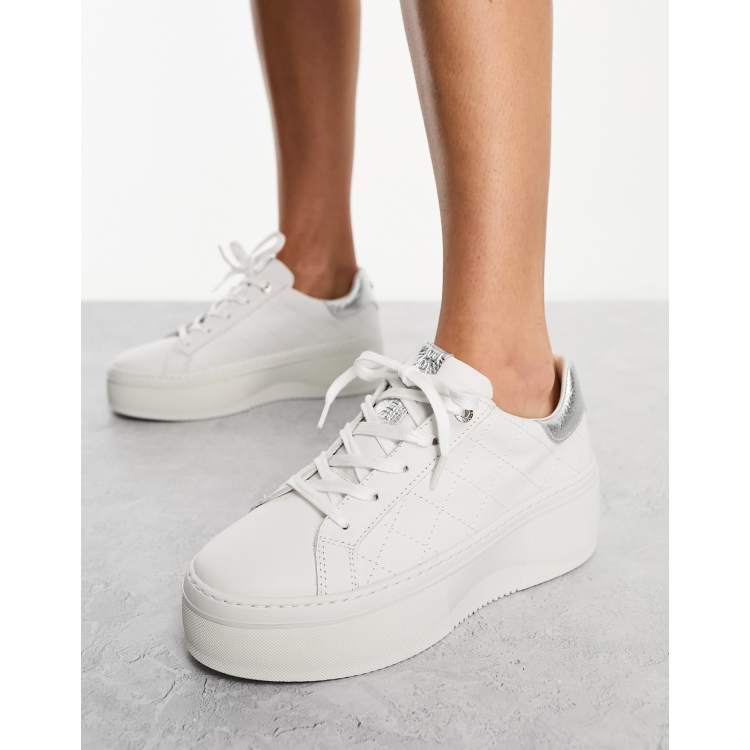 Womens white hot sale platform trainers