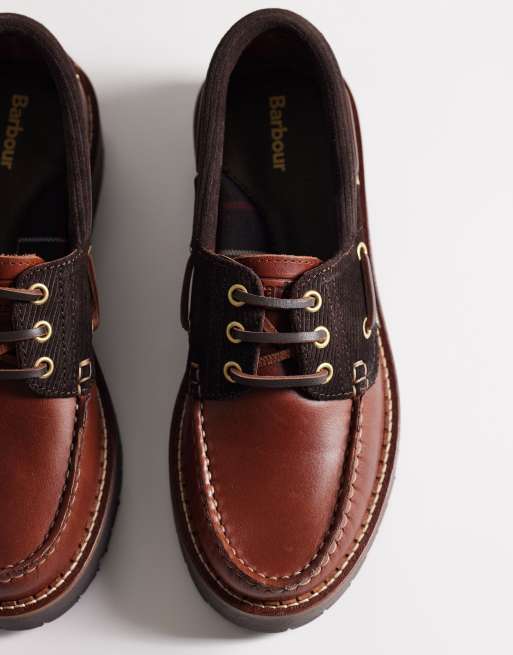 Barbour Darras boat shoes in dark brown, 3 of 5