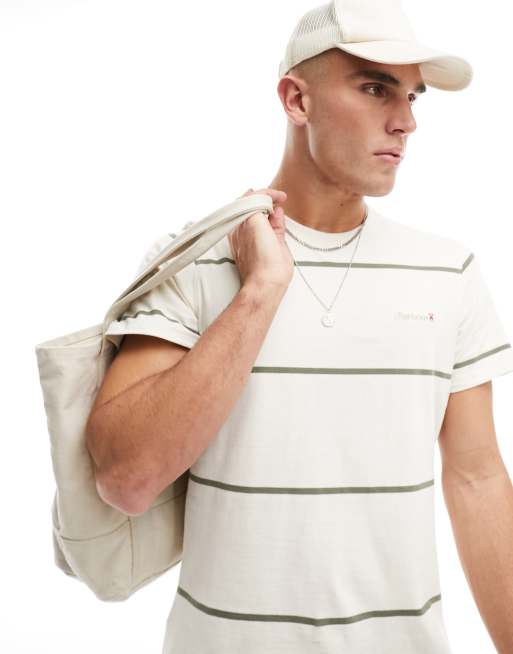 Barbour – Dart – Gestreiftes T-Shirt in Weiß