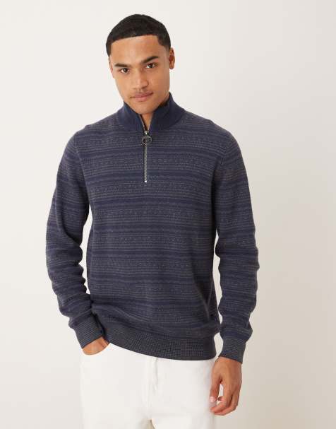 Barbour Dartfield half zip knitted jumper in navy - NAVY