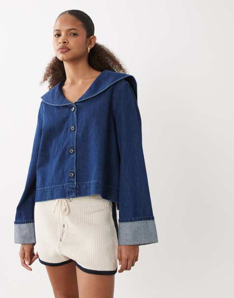 Barbour Dartmoor long sleeve denim collared shirt in mid wash blue - view 1