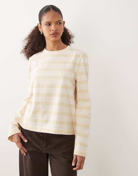 Barbour Dartmoor long sleeve striped top in lemon and ecru - view 1